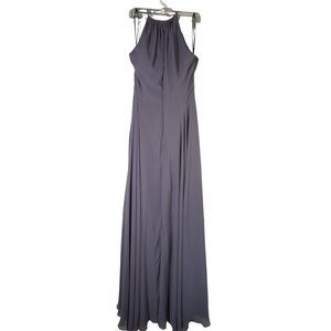 After Six 14L Periwinkle Chiffon Halter Bridesmaid Dress High Neck Maxi Gown Tal